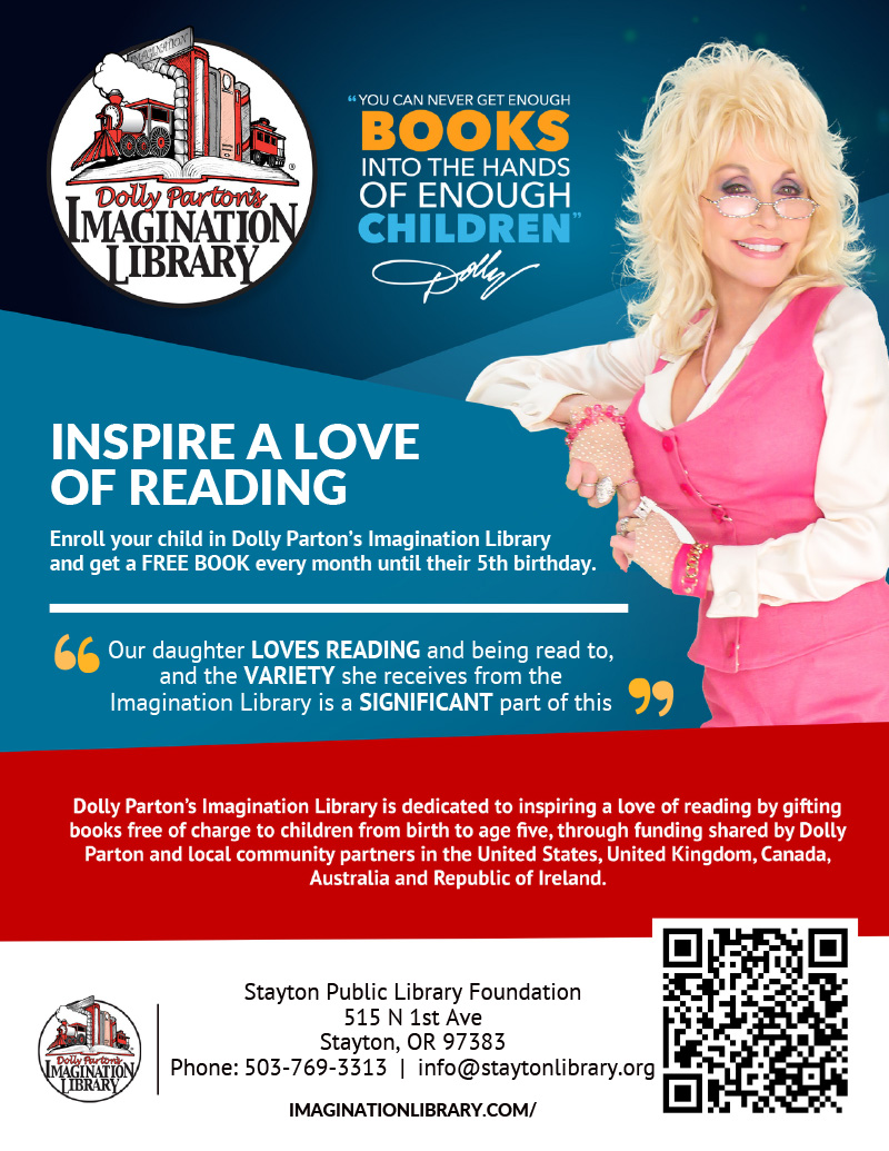 Dolly Parton's Imagination Library brought to you by Stayton Area Rotary